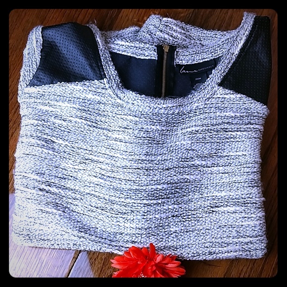 Lane Bryant Sweaters - LANE BRYANT⭐Faux Leather 22/24 sz.Knit Grey Sweate